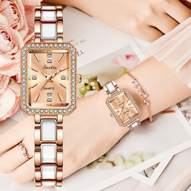 LIGE Armbanduhr Edelstahl, Quarz, Eckig, Silber, Damen - Bild 1