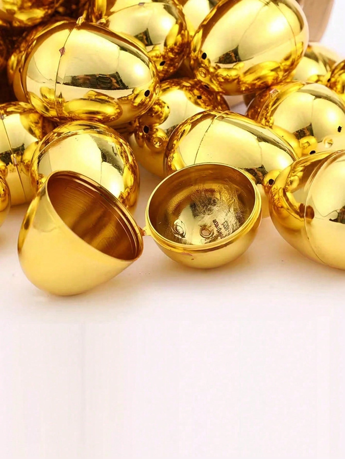 Goldene Hohl-Ostereierschalen aus Kunststoff von MTMA für Bastelarbeiten und Frühlingsfeste - Bild 3