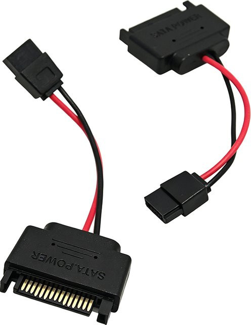 JCD SATA 15-Pin auf SATA 6-Pin Slimline Stromadapterkabel für Laptop-Laufwerke in Schwarz - Bild 1