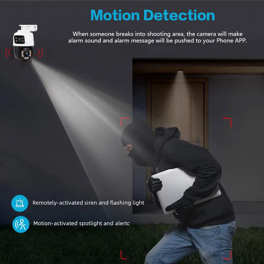Xmeye 4K Dual Objektiv PTZ IP Kamera mit 8MP PoE, Outdoor CCTV Überwachungskamera mit Zwei-Wege-Audio und Personenerkennung, Weiß - Bild 3