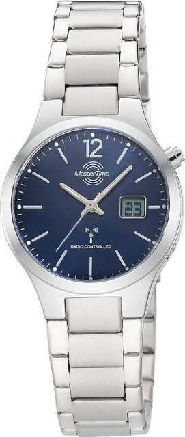 Master Time Damenuhr, Funkuhr, Quarz, Edelstahl, Blau, 33 mm - Bild 1