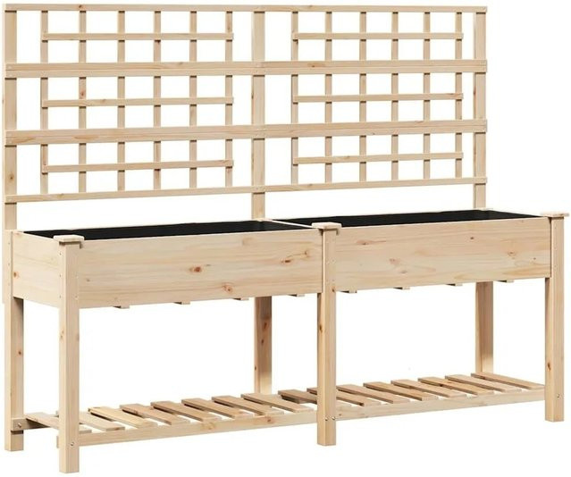 vidaXL Garten-Pflanzgefäß mit Regal aus Fichtenholz in Beige, H x B x T: 152,5 x 203,5 x 54 cm - Bild 1