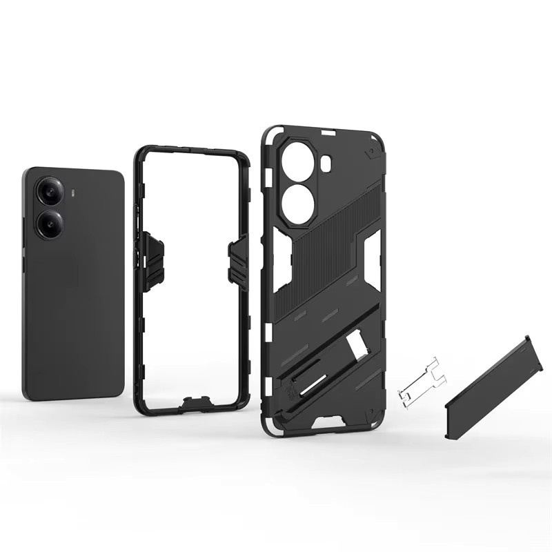 Robuste Schutzhülle für Xiaomi Poco X7 Pro 5G mit magnetischem Halter und Ständer in Schwarz oder Rot - Bild 4