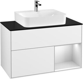 V&B Waschtischunterschrank Finion 100 mit Wandbeleuchtung in Weiß lackiert, B/T/H: 100 x 50,1 x 50,1 cm - Bild 1