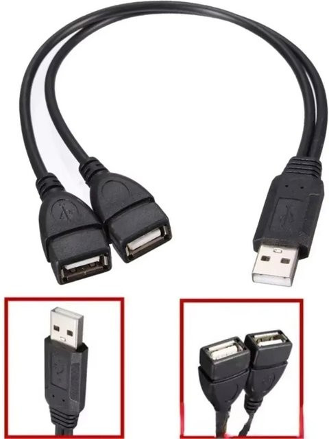 Fomscvka USB-Splitter 2-in-1 Adapter mit Hochgeschwindigkeitskabel, 1 Stecker auf 2 Buchsen, USB-A auf USB-A, Schwarz - Bild 1