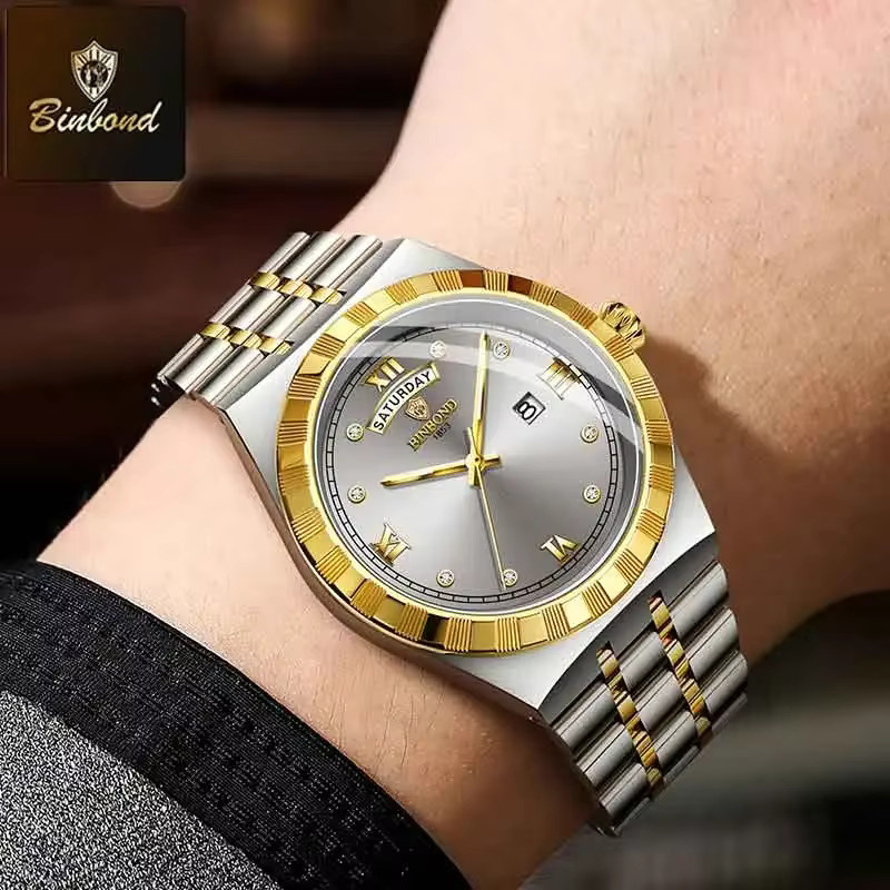 BINBOND Armbanduhr Quarz, Edelstahl, Silber, Herren - Bild 5