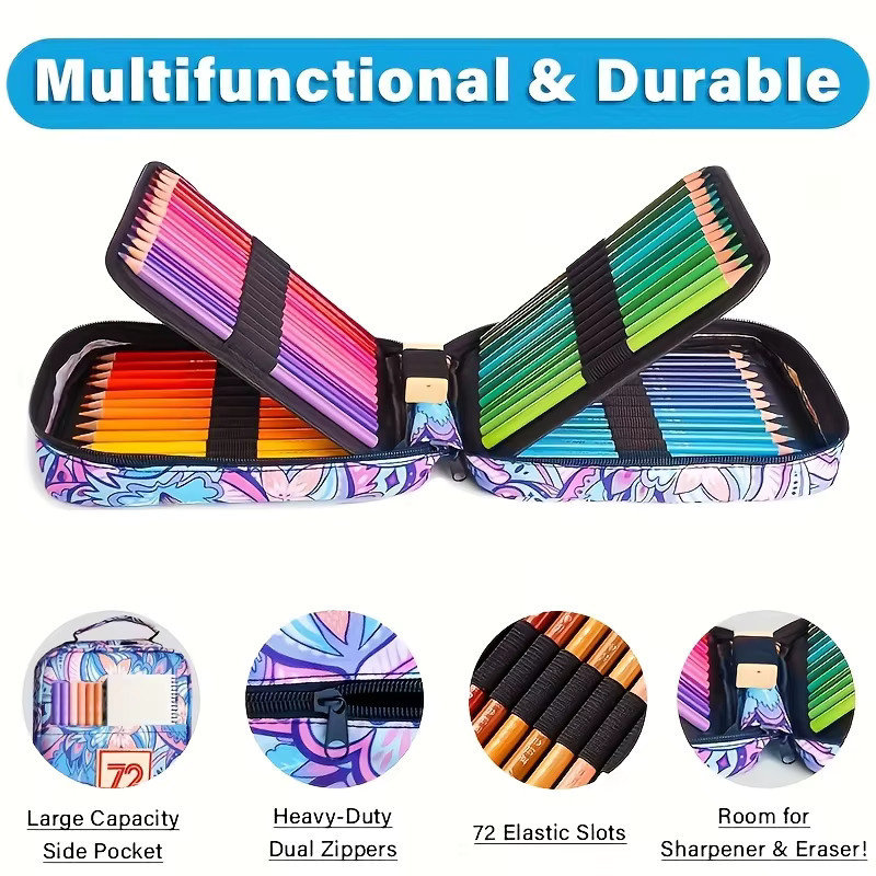 72 Farben Buntstifte-Set mit Reißverschluss-Federmäppchen in Multicolour für Erwachsene zum Zeichnen und Ausmalen - Bild 2