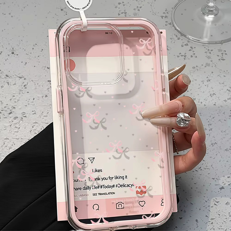 Stoßfeste Silikon Handyhülle mit rosa Schleife für Apple iPhone 11 bis iPhone 17 Pro Max und iPhone 17 Air - Bild 2