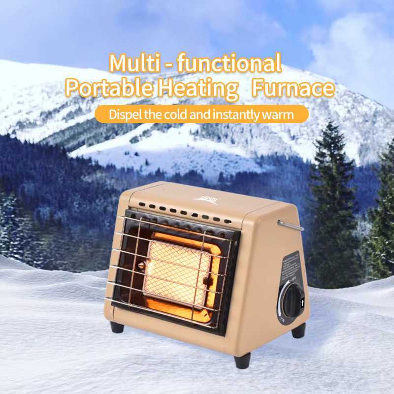 BRS Tragbarer Zeltheizer BRS-H23 1500W Outdoor-Butanheizgerät mit Steuerventil Infrarot-Heizstrahler für Camping in Orange und Beige - Bild 3