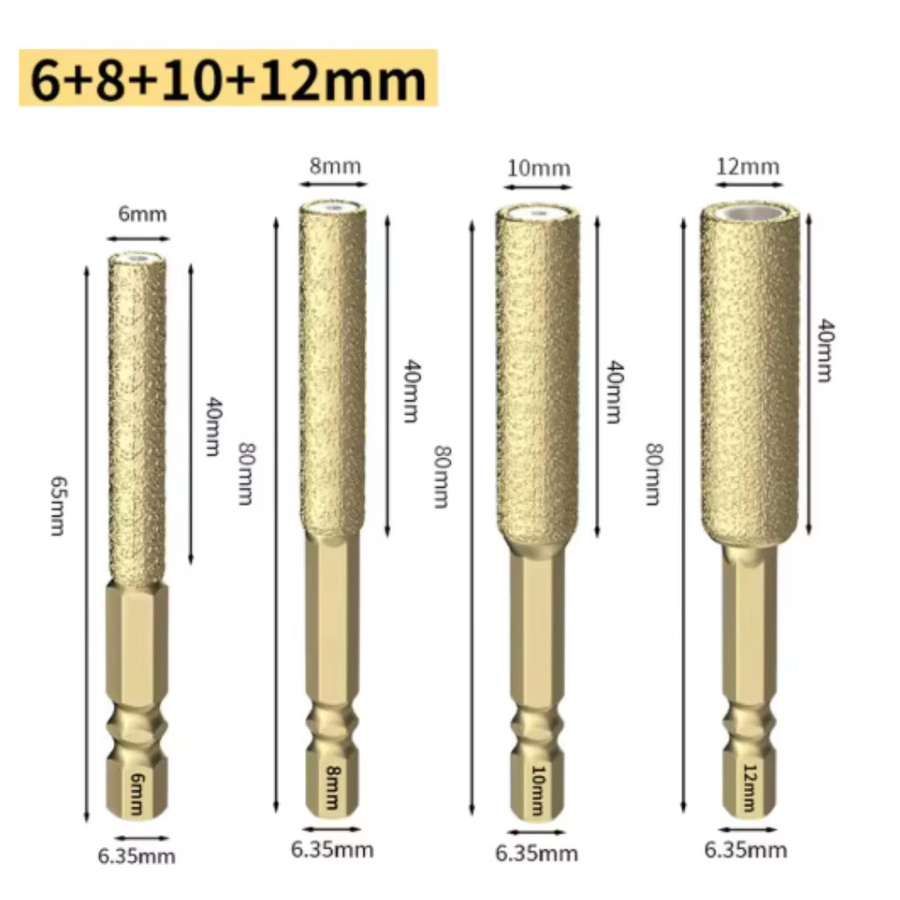 PMMJ Trockendiamantbohrer-Set für Porzellan, Granit, Fliesen und Marmor, vakuumgelötet, 6–12 mm, für Trocken- und Nassgebrauch - Bild 3