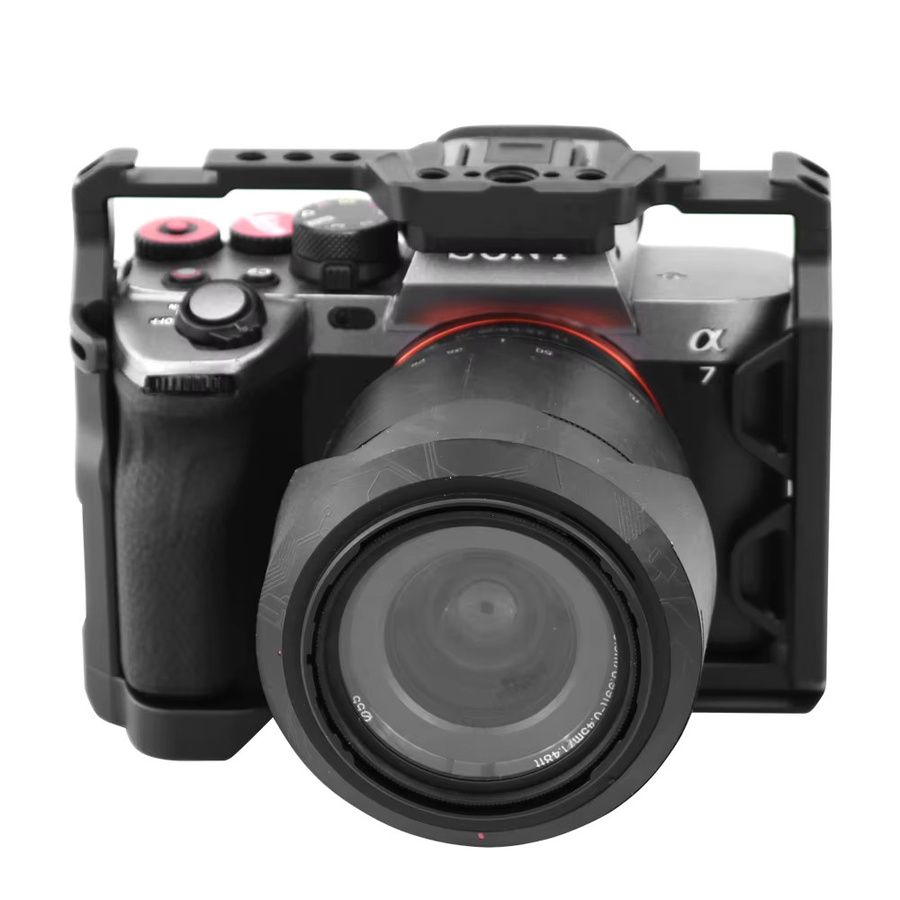 Sony Kamera Käfig Rig mit Arca-Swiss-Slot und 1/4" sowie 3/8" Schrauben in Schwarz für A7M4, A7IV, A1 und weitere Modelle - Bild 5