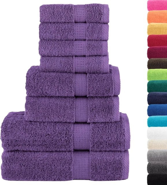 vidaXL 8-teiliges Premium-Handtuch-Set SOLUND aus Baumwolle in Lila, 600 g/m² - Bild 1