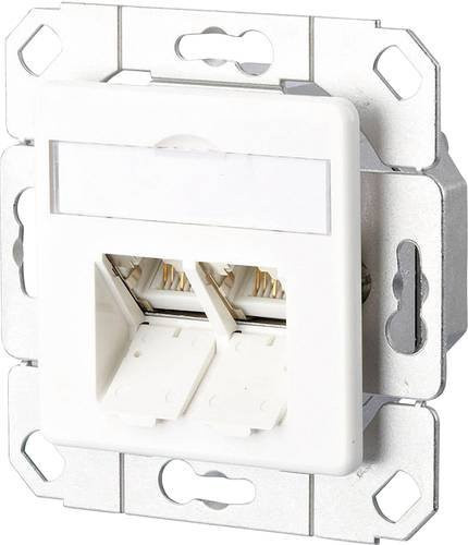 Metz Connect Netzwerkdose Unterputz Einsatz mit Zentralplatte CAT 6 2 Port LAN Ethernet Reinweiß - Bild 1