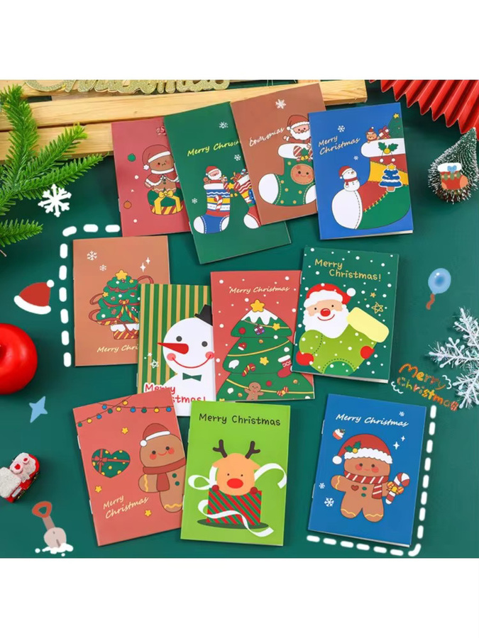 60 Stück Mini-Notizbücher mit Weihnachtsmotiv, Softcover Briefpapier in Mehrfarbig - Bild 3