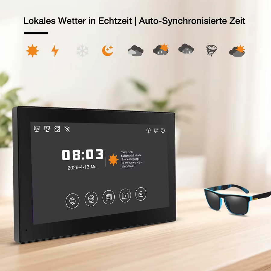 Tuya Wifi Smart Home Video Türtelefon mit 1080P Kamera und 7 Zoll Touch Monitor als 2-Draht Sicherheitssystem in Schwarz - Bild 2