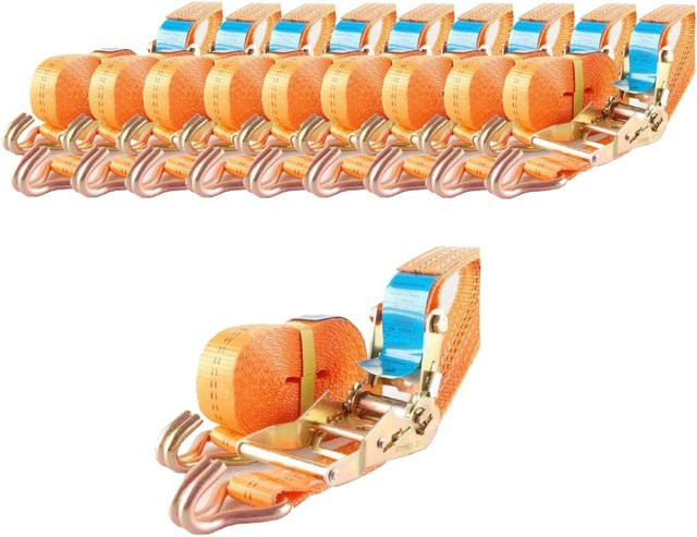 TrutzHolm 10er Set Profi Ratschen Spanngurte Orange, 5m Länge, 2t Tragkraft, TÜV/GS zertifiziert - Bild 1