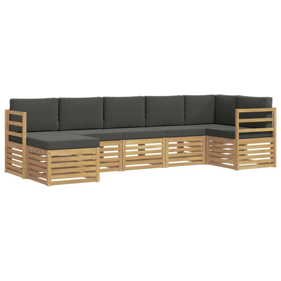 vidaXL Outdoor-Sofagarnitur 7-teilig aus Akazienholz in Weiß und Anthrazit mit L-Form und Polstern - Bild 2