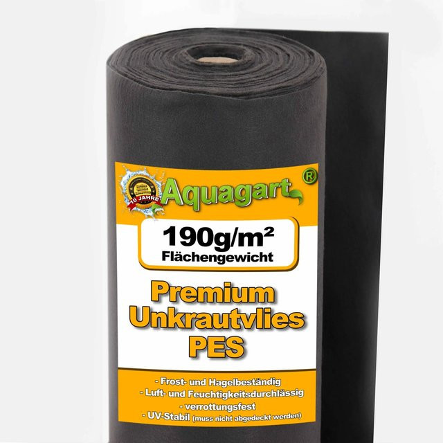 Aquagart Unkrautvlies Gartenvlies Mulchvlies Bodengewebe Schwarz 100 m² mit 1 m Breite und 190 g/m² - Bild 2