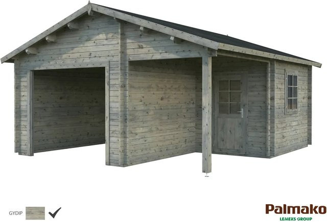 Palmako Holzgarage Roger ohne Tor in Grau aus Holz mit Satteldach B: 510 cm, T: 550 cm - Bild 1