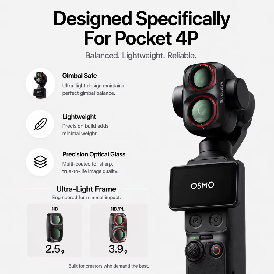 Freewell 4er-Pack Filterset für DJI Osmo Pocket 4P und Xtra Muse 2 Pro mit ND/PL, LPR, Glow Mist und CPL Filtern in Weiß und Schwarz - Bild 1