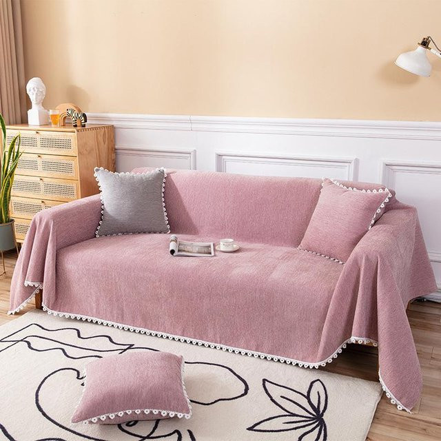 Super Six Sofabezug aus Chenille mit floralem Muster in Pink, B/B: 90 x 90 cm - Bild 1