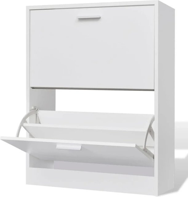 vidaXL Schuhschrank Weiß aus Holz mit 2 Schuhkippern, Wandmontage, Modernes Design - Bild 1
