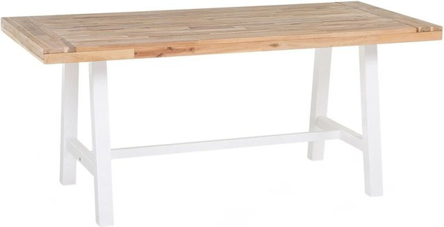 Beliani Gartentisch SCANIA aus Akazienholz in Heller Holzfarbe und Weiss, B/T/H: 170 x 80 x 74 cm - Bild 1