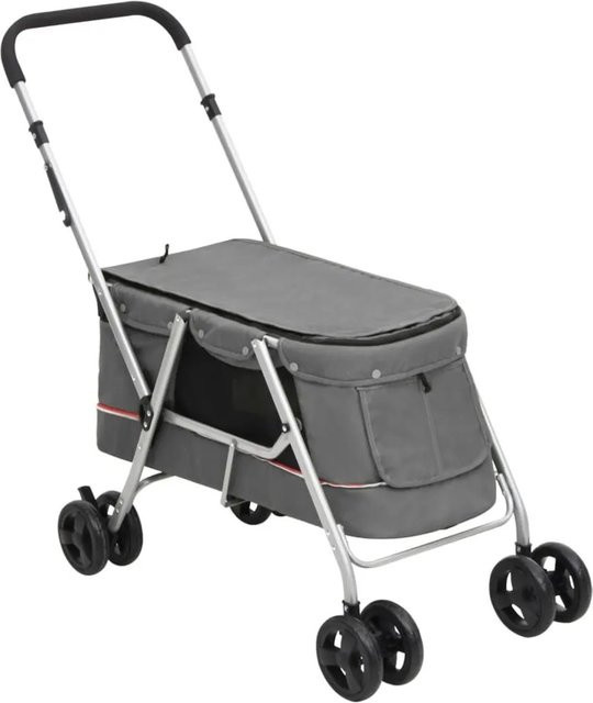 vidaXL Hundewagen faltbar Grau aus Leinenstoff und Stahl B/T/H: 100 x 49 x 96 cm - Bild 1