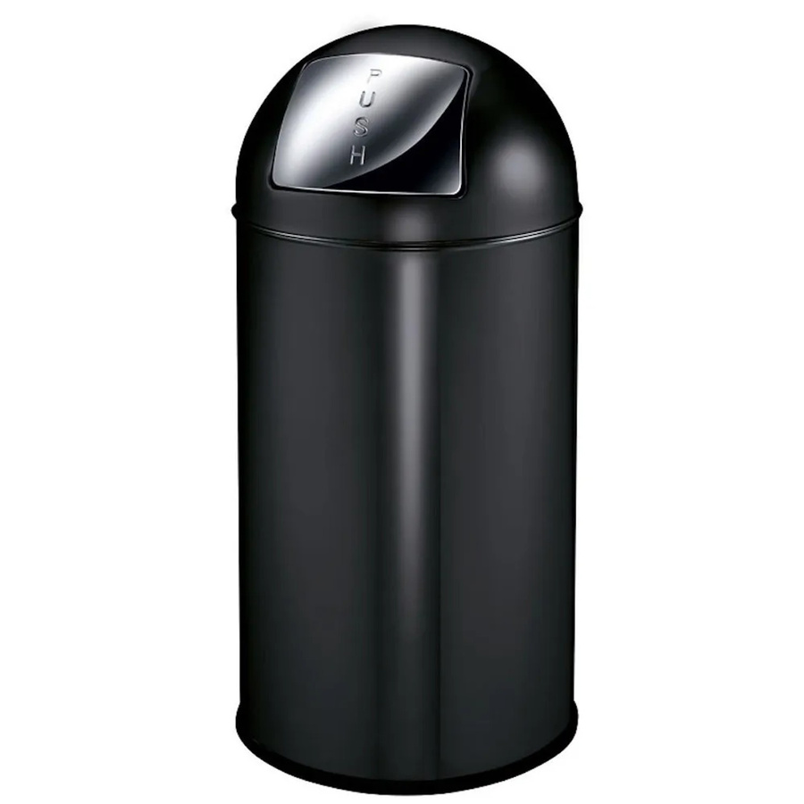 PROREGAL Abfallbehälter mit Pushdeckel und Inneneimer aus Metall, Schwarz, H x B x T: 74 x 34 x 34 cm - Bild 2