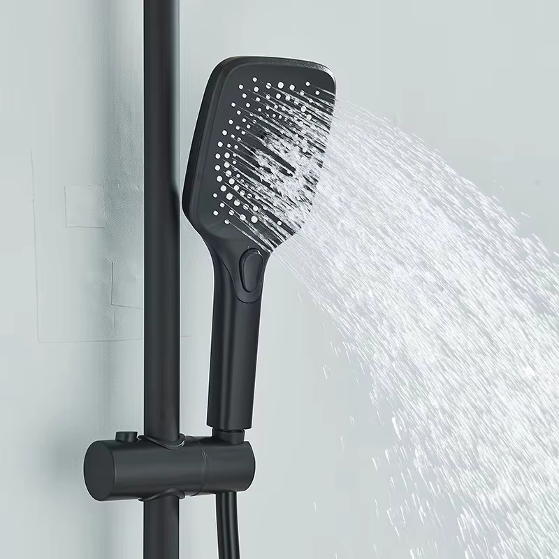 MYQualife Regenduschsystem im Klavier-Stil mit Wasserfall-Funktion aus Messing in Matt Schwarz - Bild 3