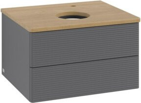 V&B Waschtischunterschrank Antao mit Frontstruktur in Eiche Honig lackiert, B/T/H: 60 x 50 x 50 cm - Bild 1