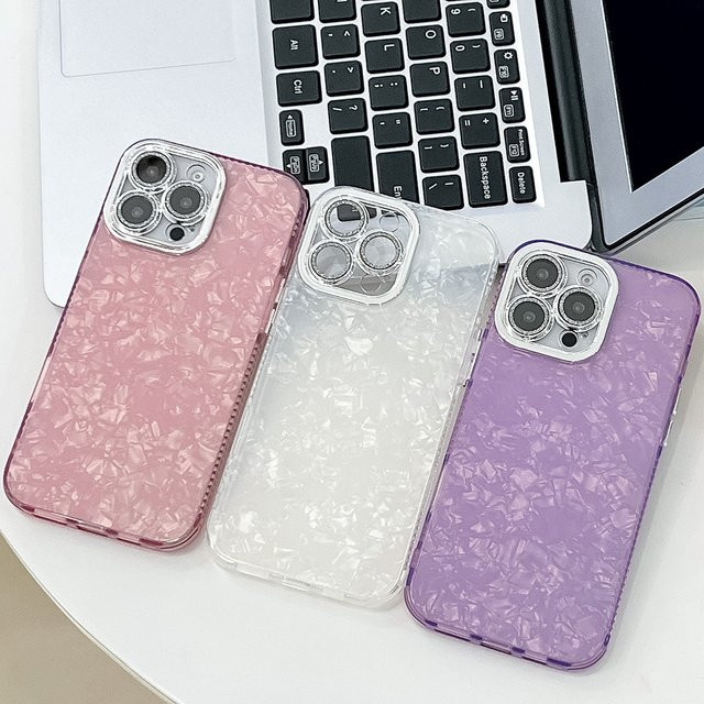 Shell Aurora Muster Handyhülle mit Bling Glitter Glanz für Samsung Galaxy S25 Ultra S25 Plus S24 S23 A56 A55 A36 A35 A25 in Multicolour und Purple - Bild 1