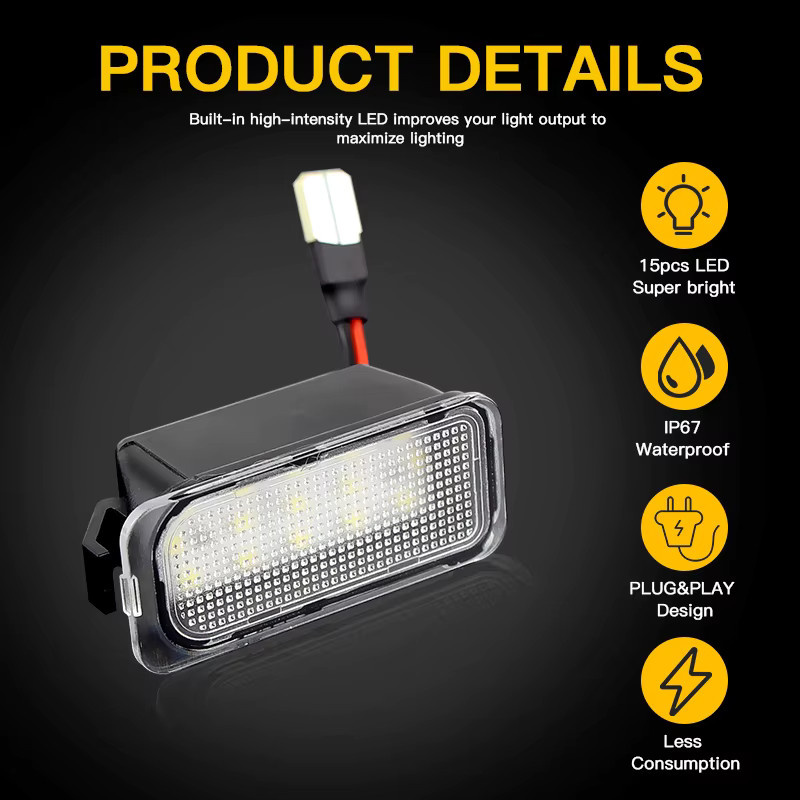 APMATAUTO 2er Set LED Nummernschildbeleuchtung für Ford Focus MK2 MK3 Fiesta Kuga Transit und Jaguar XJ XF OEM 6M2A13550AA Canbus Fehlerfrei - Bild 4