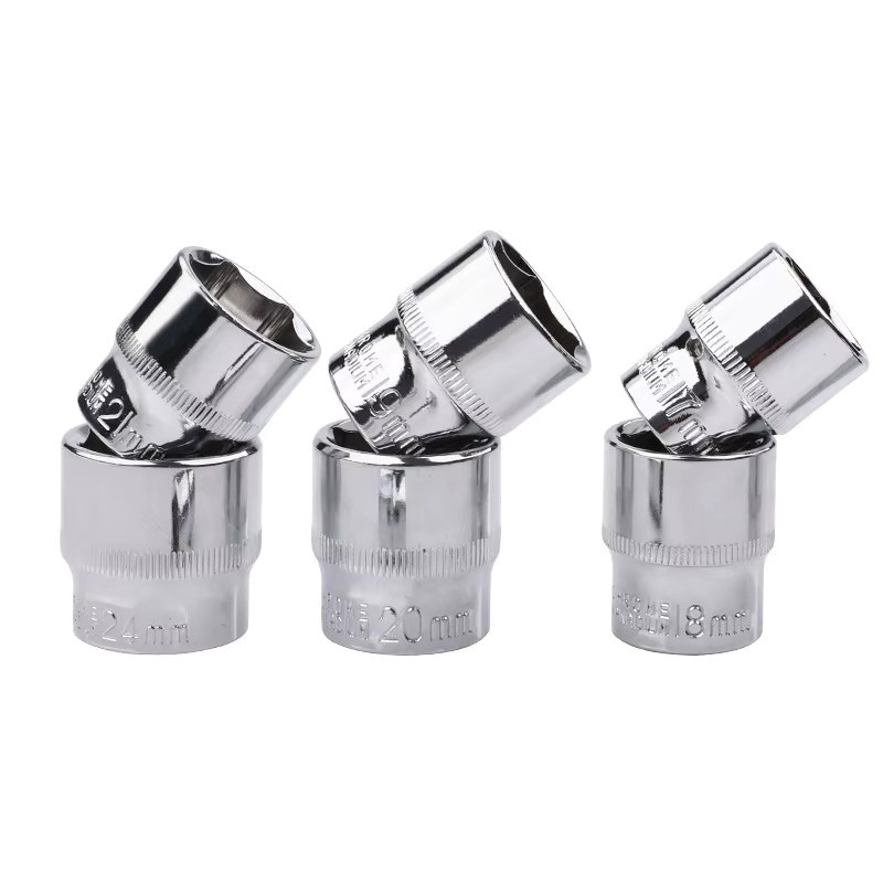 Scimaker Steckschlüssel-Set 3/8 Zoll, 6–24 mm, Außensechskant, hochglanzpoliert, Silber - Bild 2