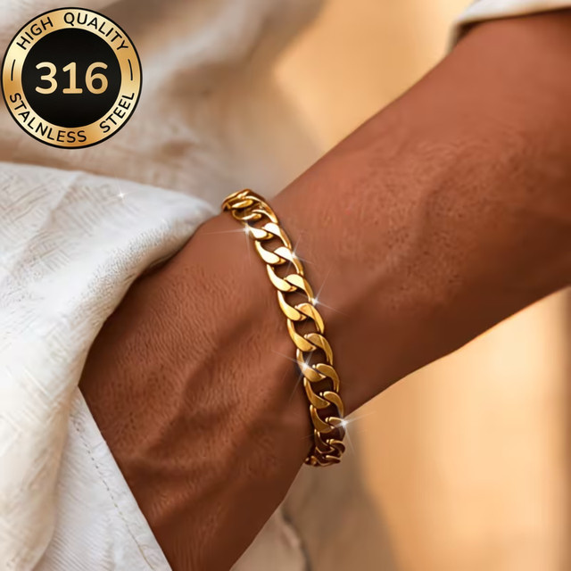 LUXUKISSKIDS Armband Edelstahl, Goldfarben, Unisex, 10mm - Bild 1
