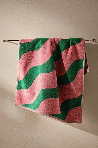 Jotex Handtuch WAVES in Grün, Material: Baumwoll-Terry, B/H: 50 x 70 cm - Bild 1
