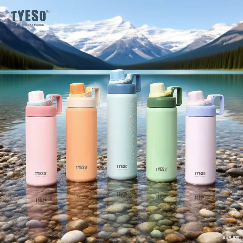 TYESO Thermosflasche aus 304 Edelstahl in Grau mit Flip-Verschluss als isolierbarer Sport-Isolierbecher für Outdoor und Fitness - Bild 3