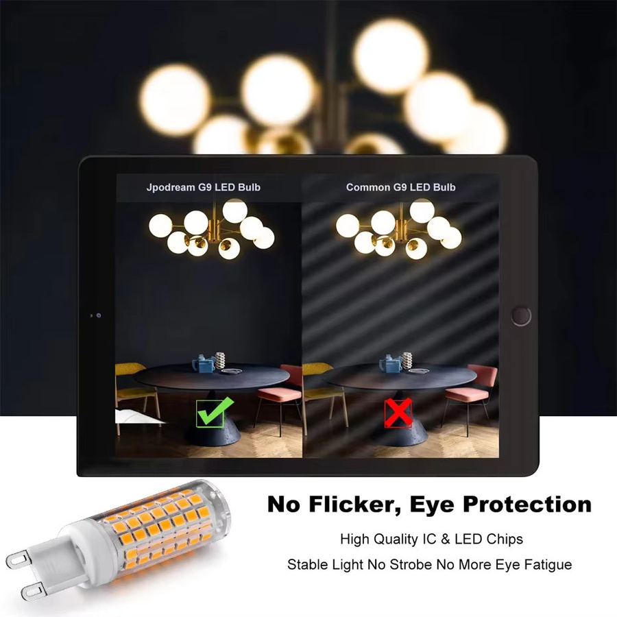 10er Set Foroureyes G9 LED Maisbirnen aus Keramik, 6W, 690lm, flimmerfrei, für Kronleuchter und Heimbeleuchtung - Bild 3