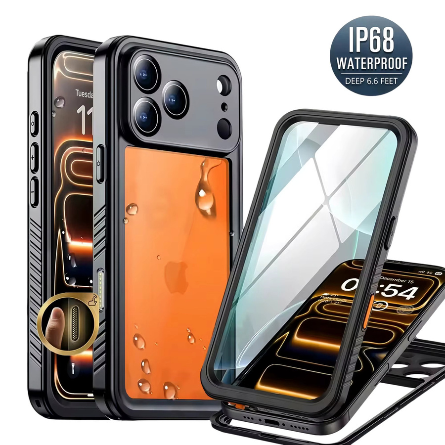 Wasserdichte Schutzhülle IP68 für iPhone 17 16 Plus 15 14 13 Pro Max 17 Air 16E, Staubdicht, Farbe: Schwarz - Bild 2