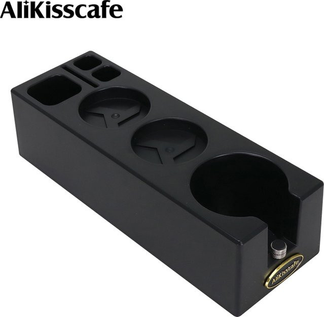 ALIKISSCAFE Espresso Tamping Station und Tamper Distributor Stand in Schwarz für 51mm, 54mm und 58mm Siebträger Barista Kaffee Zubehör - Bild 1