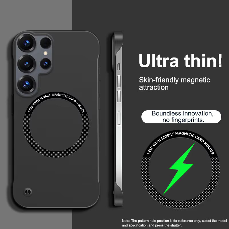 Ultradünne Rahmenlose Magnetische Handyhülle für Samsung Galaxy S26 Ultra, S26 und S26Plus 5G in Schwarz, Stoßfeste Schlanke Hartschalen-Rückabdeckung - Bild 2