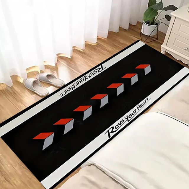 VIKAMA Rennwagen-Langteppich in Schwarz, rutschfeste und geräuschdämpfende Bodenmatte für Garage oder Schlafzimmer - Bild 1