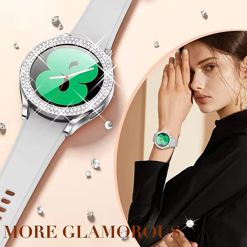 OAKCHARM Schutzhülle für Samsung Galaxy Watch, Silikon, Weiß, Diamant, Kristall, Unisex - Bild 3