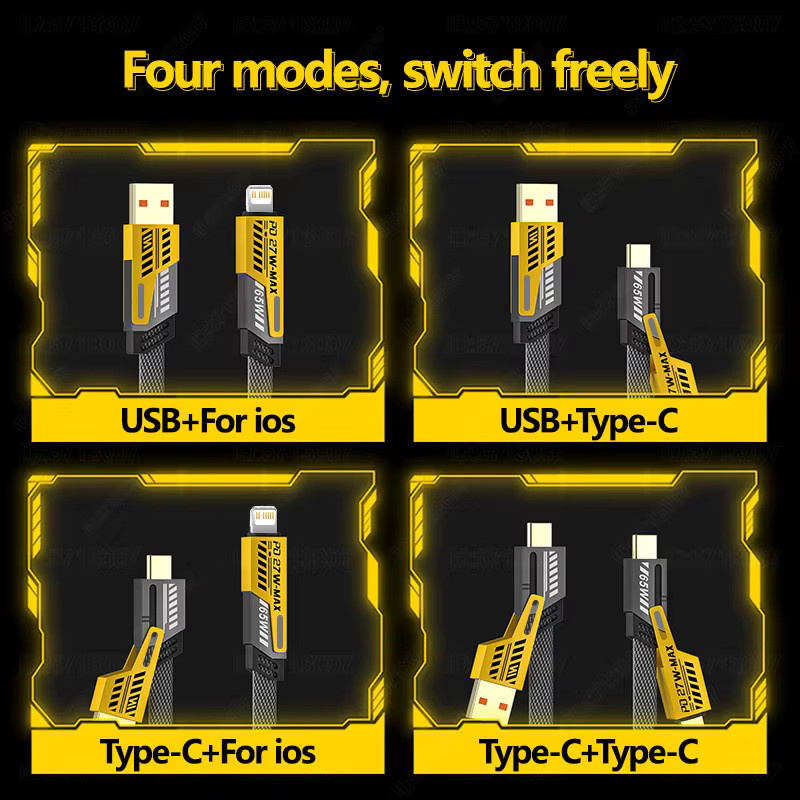 4in1 USB-C Schnellladekabel mit 27W PD für Apple iPhone, Samsung, Xiaomi und Redmi - Bild 4