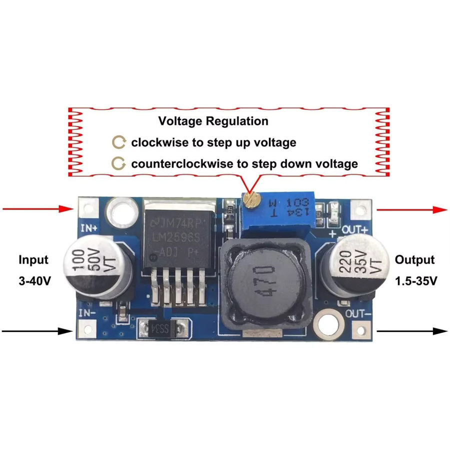 AOKIN LM2596 DC-DC Buck Converter Step Down Modul Spannung Regler Blau - Bild 4