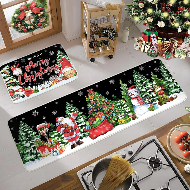 VIKAMA 2er-Set nordische Druckteppiche in Multicolor für Badezimmer, Wohnzimmer und Küche - Bild 1