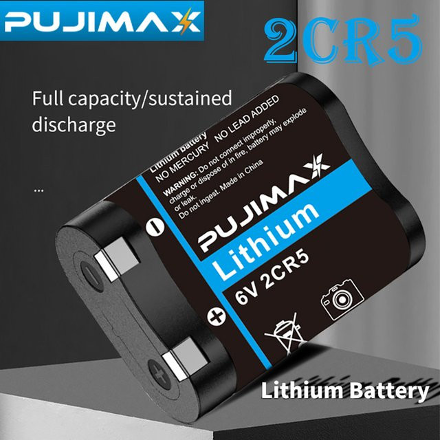 PUJIMAX 2CR5 Lithium-Batterie 6V 1700mAh in Schwarz für Canon EOS 50 55 650 10QD und Minolta 303si Filmkameras - Bild 1