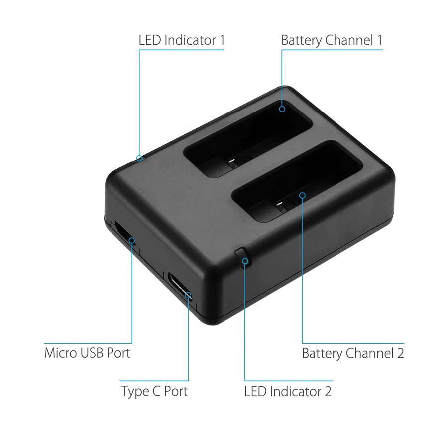 Duales Ladegerät für GoPro HERO 8 Black, HERO 7 Black, HERO 6 Black und HERO5 Black - Bild 3