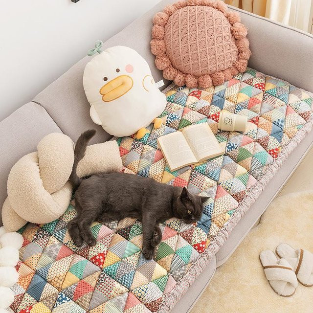 Böhmen Sofamatte Kariert, rutschfester Teppich aus Polyester, Mehrfarbig, B/B: 70 x 70 cm - Bild 1