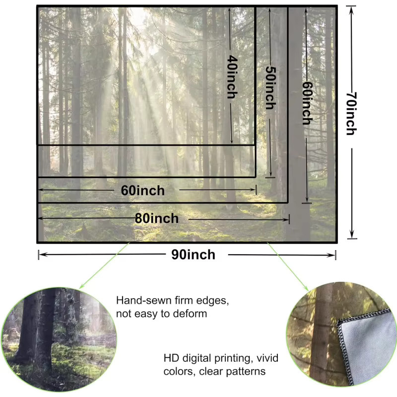 VIKAMA Wandteppich Grüner Wald Natur Fotografie Dekoration in Grün B/H: 60 x 40 cm - Bild 4